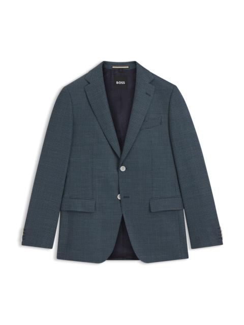 BOSS PATTERNED WOOL SUIT JACKET WITH CREASE RESISTANCE