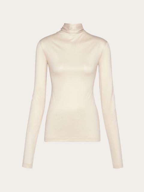FERRAGAMO Jersey turtleneck with low cut back