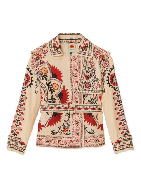 FARM RIO Mandala floral-print belted blazer