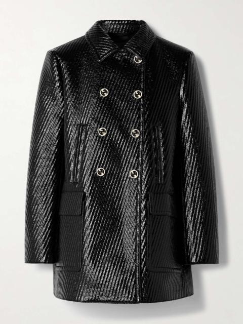 GUCCI Double-breasted quilted coated wool-blend jacket