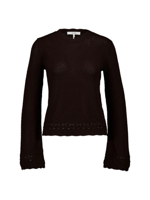 pointelle-knit bell-sleeve jumper