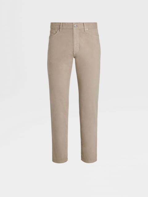 ZEGNA LIGHT TAUPE STRETCH COTTON ROCCIA PANTS