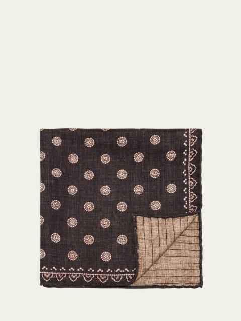 Brunello Cucinelli Men's Silk Geometric Pocket Square