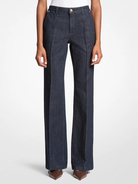 MICHAEL KORS Pintuck Bootcut Stretch Denim Jeans
