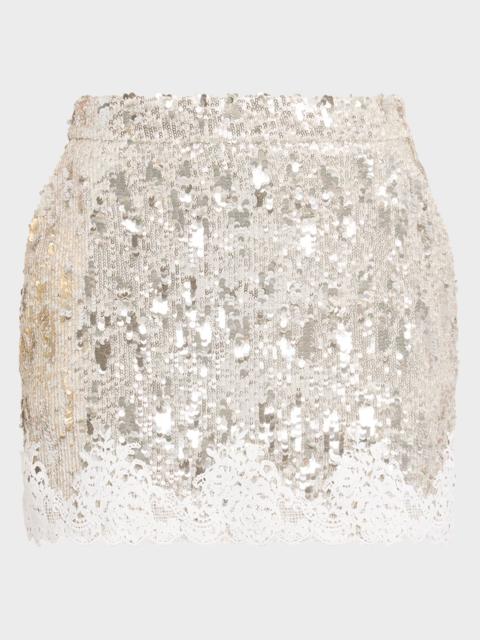 GENERATION LOVE Janet Sequined Lace Mini Skirt