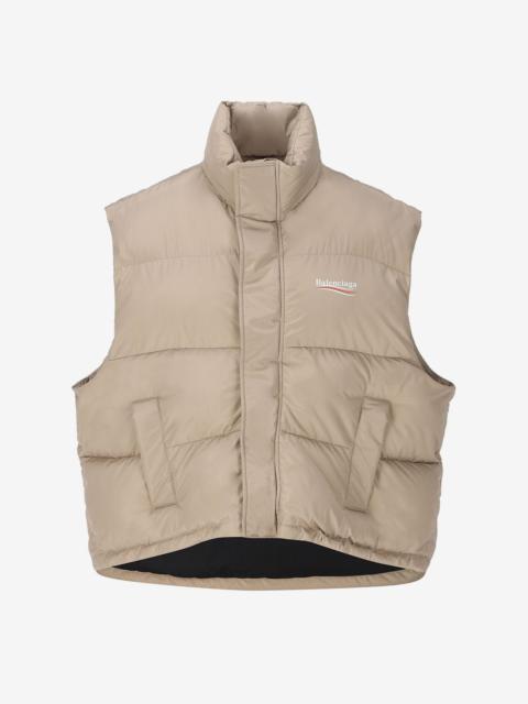 Beige Political Campaign Cocoon Puffer Gilet