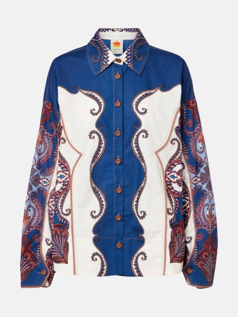 FARM RIO Arabesque Scarf printed cotton shirt