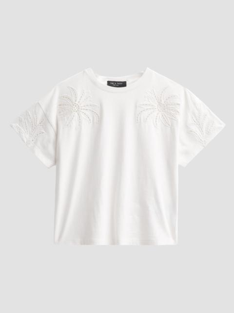 rag & bone Women's Kelly Floral Cut-Out Boxy T-Shirt - White