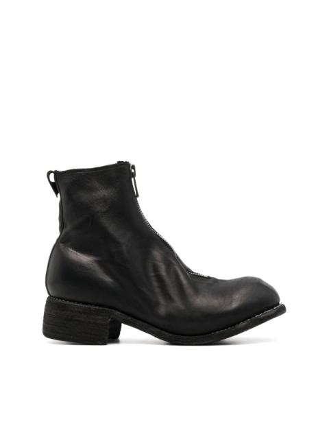 front-zip 50mm leather boots