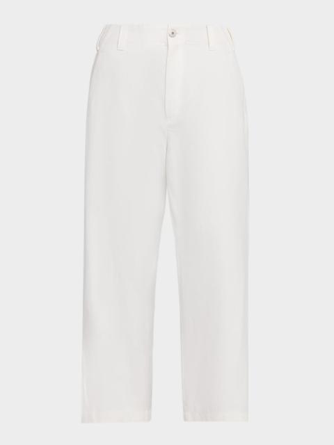 Brunello Cucinelli Cotton-Linen Chino Straight-Leg Ankle Pants