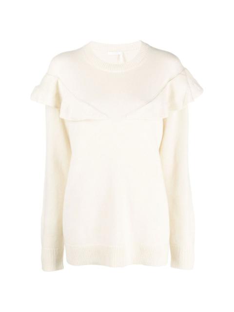 Chloé ruffle-trim cashmere jumper