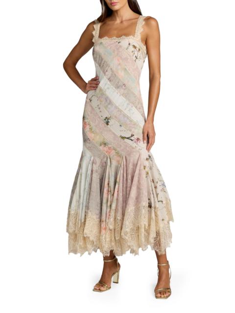 MAC DUGGAL Women's Floral Patchwork Chiffon Handkerchief-Hem Cocktail Dress - Pastel Multi