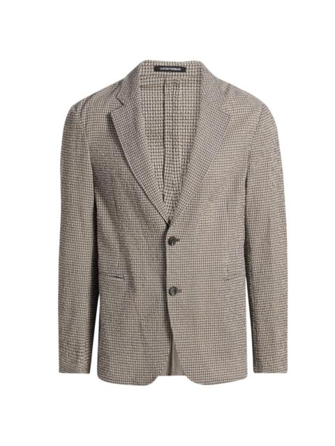 EMPORIO ARMANI Men's Check Seersucker Soft Jacket - Beigie Blue
