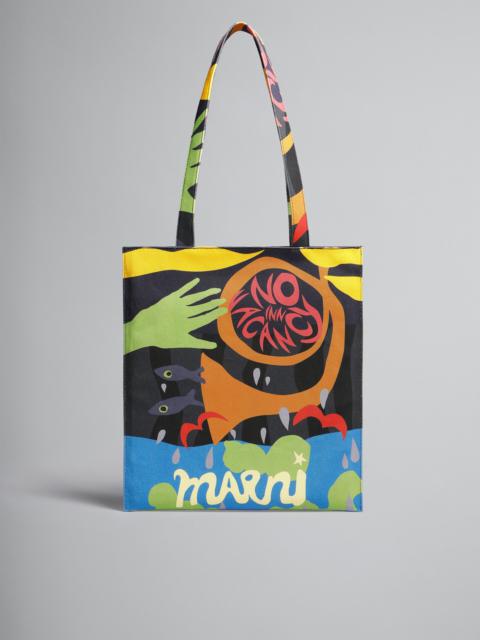 Marni MARNI X NO VACANCY INN - TOTE BAG IN COATED CANVAS WITH PRINT