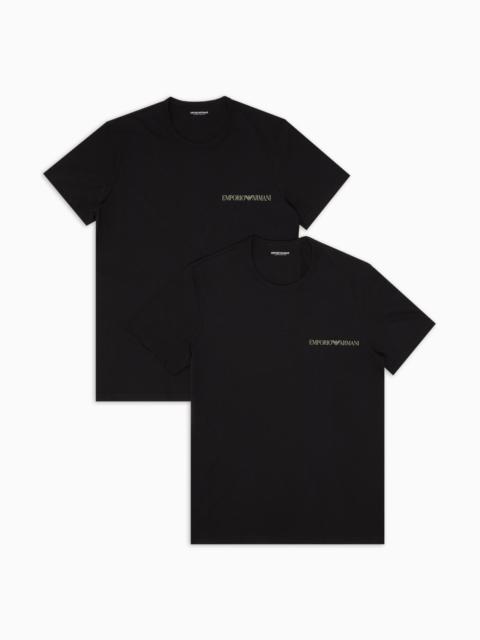 EMPORIO ARMANI TWO-PACK OF STRETCH COTTON JERSEY CORE LOGOBAND LOUNGEWEAR T-SHIRTS