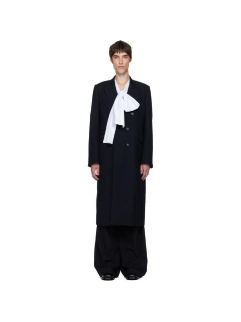 Dries Van Noten Black Wool Twill Coat