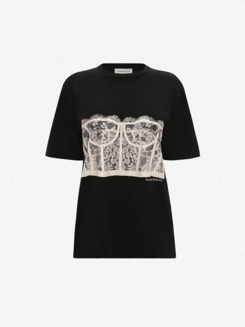 Alexander McQueen Women's Lace Corset T-shirt in Black