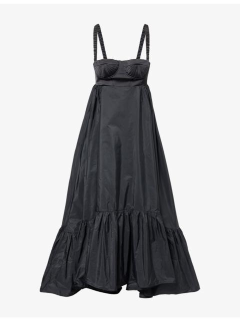 ANNA OCTOBER Snowdrop Ruffle-Hem Cotton-Blend Maxi Dress