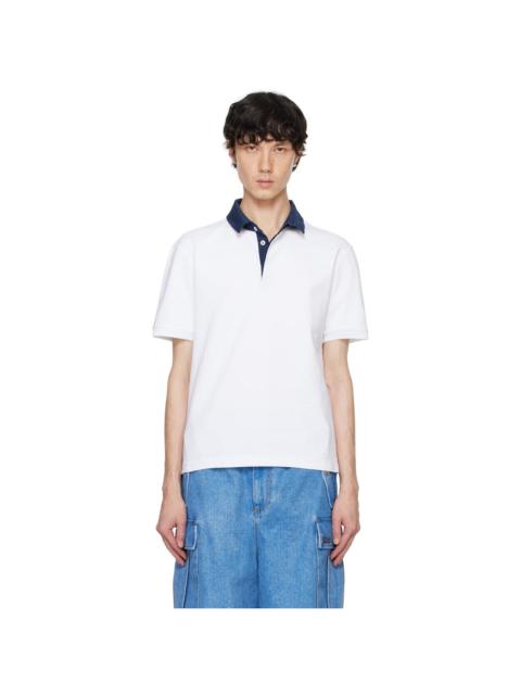 Marni White Canvas Collar Polo