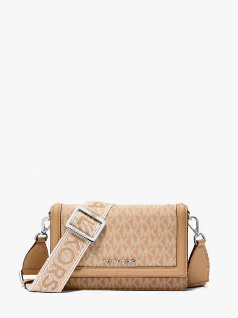 MICHAEL KORS Jet Set Small Signature Logo Print Woven Smartphone Crossbody Bag