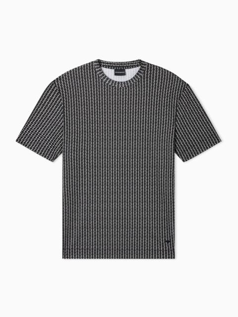 EMPORIO ARMANI LYOCELL-BLEND JERSEY T-SHIRT WITH ALL-OVER MICRO PATTERN PRINT