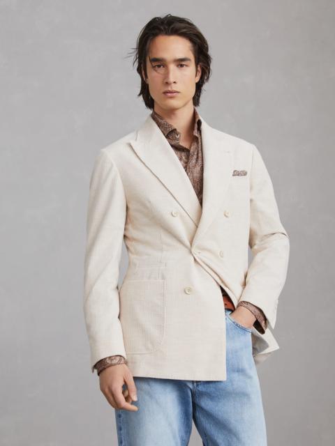 Cotton and cashmere mélange corduroy one-and-a-half breasted deconstructed blazer with patch pockets