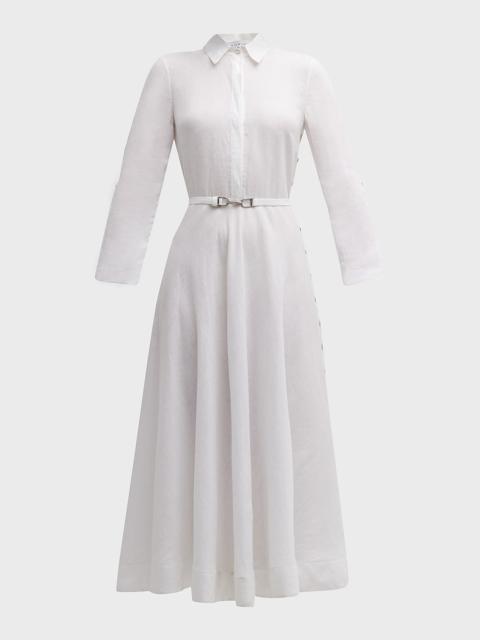 GABRIELA HEARST Marley Belted Midi Linen Shirtdress