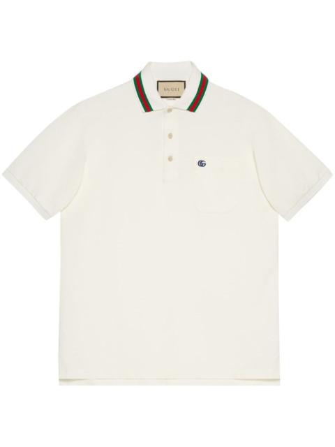 GUCCI logo-embroidered piqué polo shirt