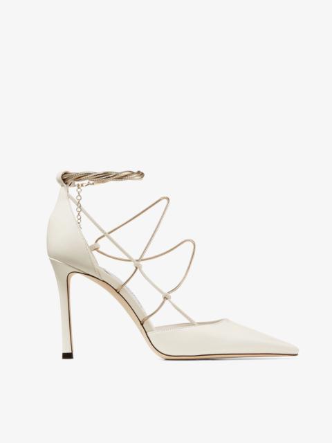 Olesia 95
Latte Nappa Pumps with Gold Chains