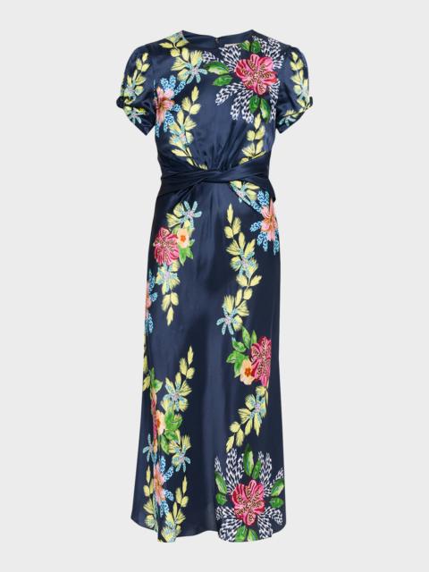 SALONI Gwen Floral Silk-Blend Dress