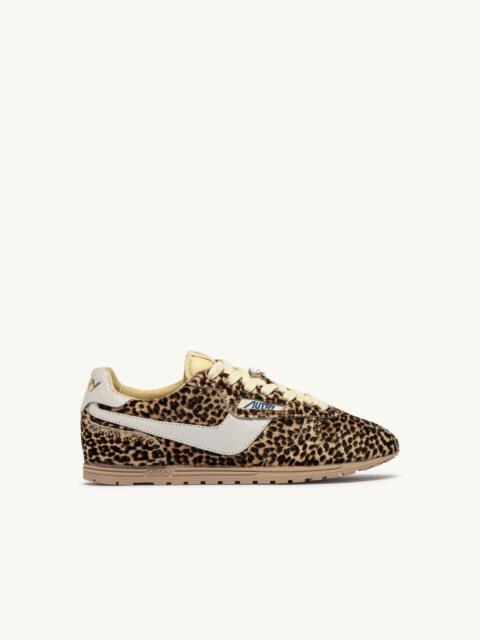 AUTRY WINDSPIN SNEAKERS IN LEOPARD AND WHITE PONY SKIN EFFECT MATERIAL