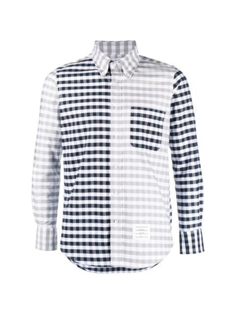 panelled gingham cotton shirt