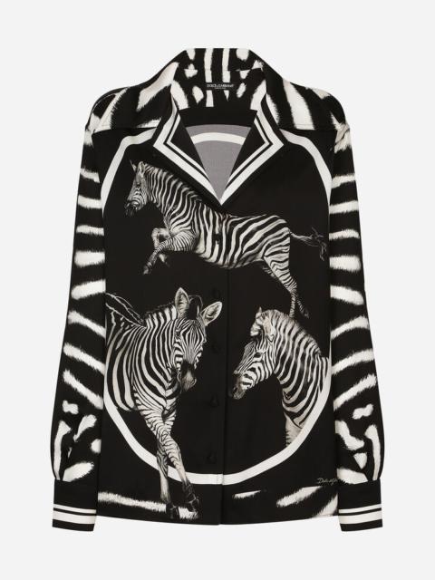 Zebra-print charmeuse shirt