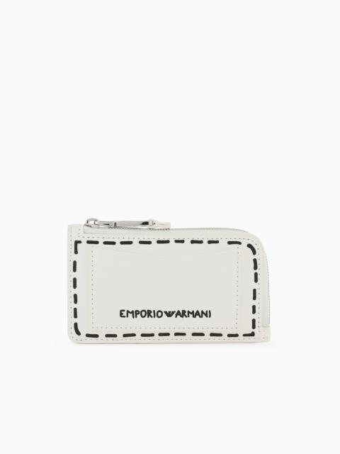 EMPORIO ARMANI Trompe l'œil-print card holder with wrap-around zip