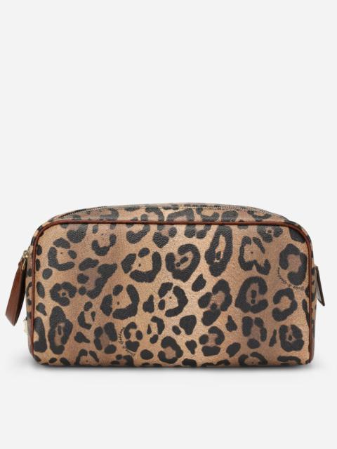 Airpods case in leopard-print Crespo with branded plate