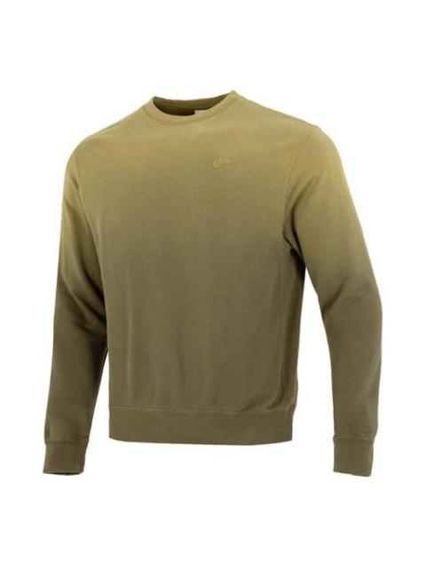 Nike Men's Nike Gradient Logo Casual Loose Long Sleeves Pullover Round Neck Dark Green DQ4628-325