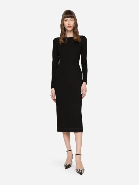 Jersey calf-length dress with DG logo details