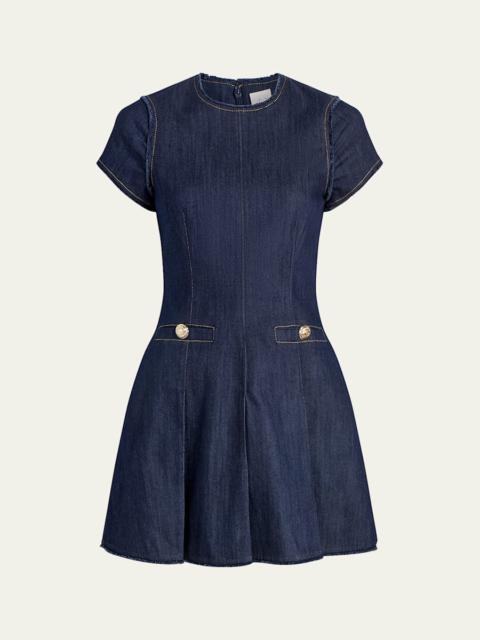 Cinq à Sept Nova Short-Sleeve Denim Mini Dress