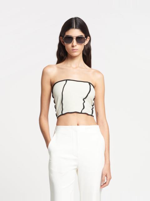 Patchwork Mesh-Jersey Tube Top