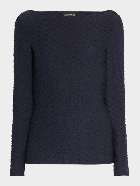 EMPORIO ARMANI Bateau-Neck Textured Jersey Blouse