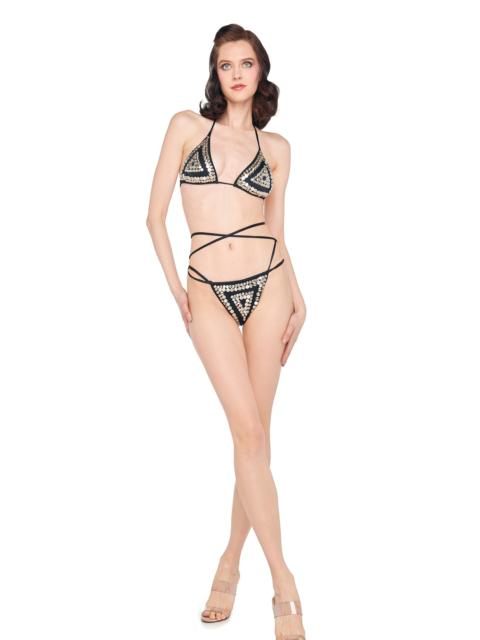 NORMA KAMALI STUD ALL OVER CRISS CROSS BIKINI BRA / BOTTOM