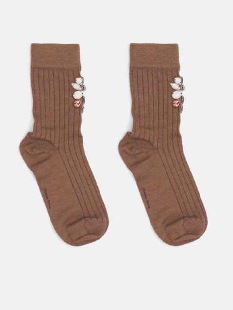 Simone Rocha Ankle Poppy Crystal Flower Socks