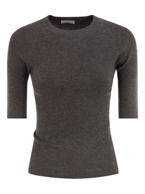 Brunello Cucinelli ribbed half-sleeve sweater