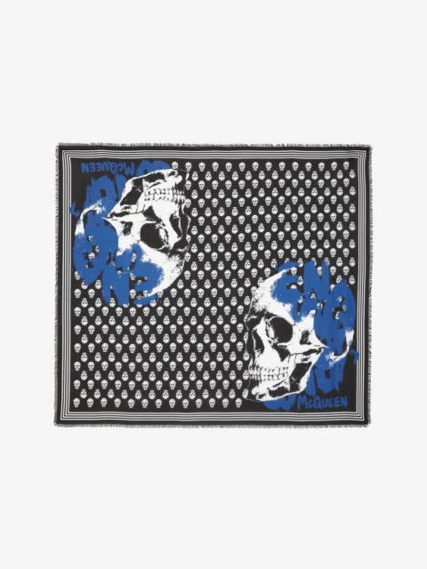 Alexander McQueen Men's McQueen Graffiti Biker Foulard in Black/blue
