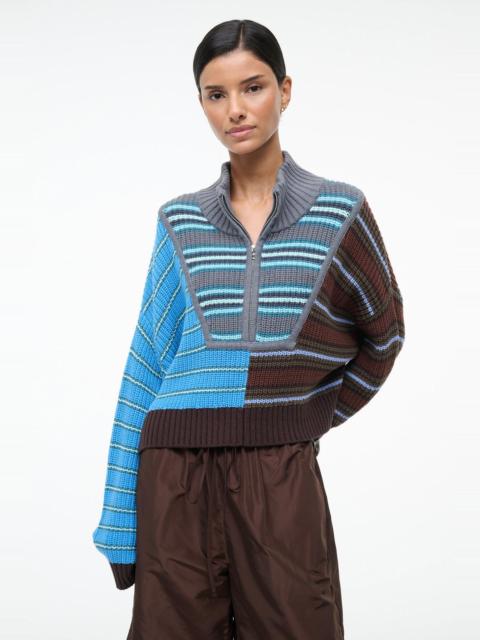 STAUD CROPPED HAMPTON SWEATER ZUMA STRIPE MULTI