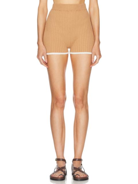 MATTHEW BRUCH Rib Knit Hot Short in Khaki