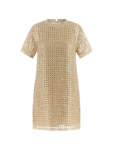 Brunello Cucinelli sequin mesh-knit mini dress