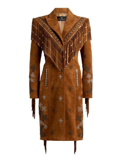 Etro Embellished Suede Coat brown