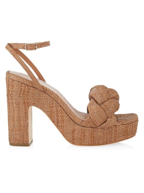 LOEFFLER RANDALL Women's Fae Braided Raffia Platform Sandals - Brown
