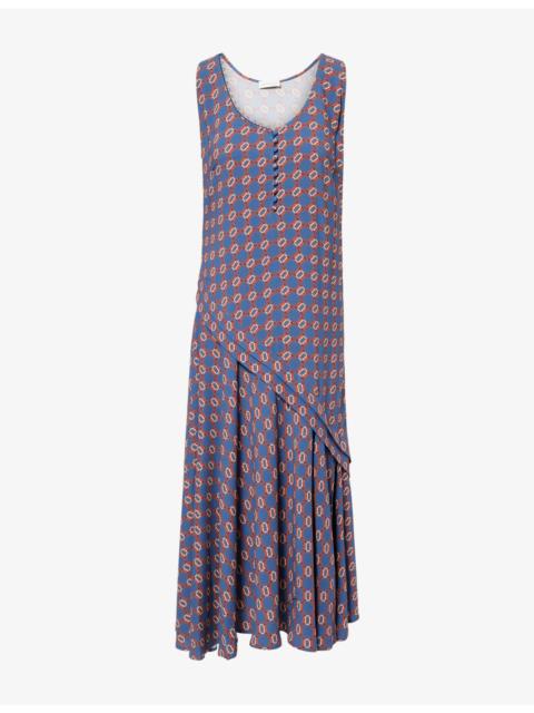 Dries Van Noten Sleeveless Printed Woven Midi Dress